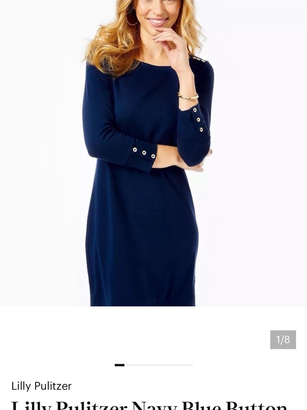 Lilly Pulitzer Navy Long-Sleeve Shift Dress with Grommet Cuffs size XL